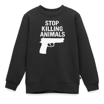Stoppt Tiermord – Statement Shirt - Kinder Premium Organic Sweatshirt - Schwarz - Vorne - AI Model Kid Female (0cm)
