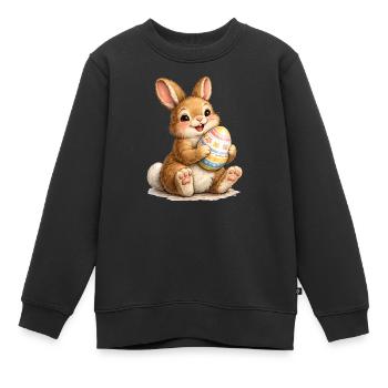 Häschen mit Osterei Illustration - Kinder Premium Organic Sweatshirt - Schwarz - Vorne - AI Model Kid Female (0cm)