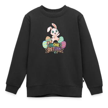 Frohe Ostern Hase mit bunten Eiern - Kinder Premium Organic Sweatshirt - Schwarz - Vorne - AI Model Kid Female (0cm)