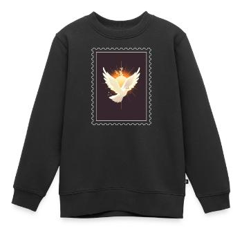 "Taube des Friedens"-Stempel - Kinder Premium Organic Sweatshirt - Schwarz - Vorne - AI Model Kid Female (0cm)