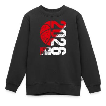 Basketball Meister Edition 2026 in rot und weiß - Kinder Premium Organic Sweatshirt - Schwarz - Vorne - AI Model Kid Female (0cm)