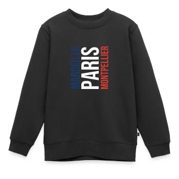Montpellier - Marseille - Paris - Kinder Premium Organic Sweatshirt - Schwarz - Vorne - AI Model Kid Female (0cm)