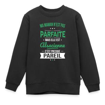 Ma maman n'est pas parfaite - Alsacienne - Sweat Premium enfant bio - noir - Devant - AI Model Kid Female (0cm)
