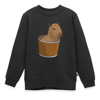 Mème Capybara - Sweat Premium enfant bio - noir - Devant - AI Model Kid Female (0cm)