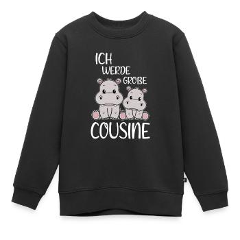 Bald Cousine Baby Nilpferd Ich werde große Cousine - Kinder Premium Organic Sweatshirt - Schwarz - Vorne - AI Model Kid Female (0cm)