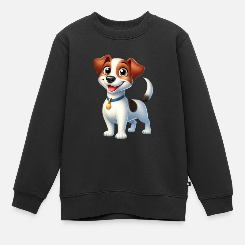 jack russel - Sweat Premium enfant bio - noir