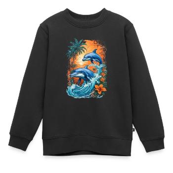 Funny Dolphins - Kinder Premium Organic Sweatshirt - Schwarz - Vorne - AI Model Kid Female (0cm)