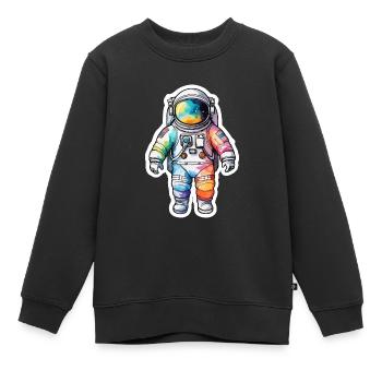 Aquarelle d’astronaute Aquarelle - Sweat Premium enfant bio - noir - Devant - AI Model Kid Female (0cm)
