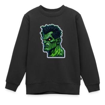 grünes Monster Halloween - Kinder Premium Organic Sweatshirt - Schwarz - Vorne - AI Model Kid Female (0cm)