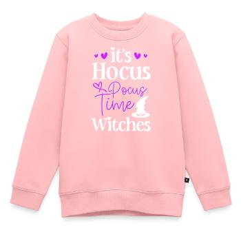Hexe Halloween Besen - Kinder Premium Organic Sweatshirt - Rosa - Vorne - AI Model Kid Female (0cm)