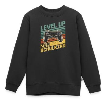 Level up zum Schulkind - Einschulung Schule Gamer - Kinder Premium Organic Sweatshirt - Schwarz - Vorne - AI Model Kid Female (0cm)