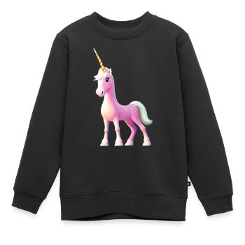Einhorn mit goldenem Horn - Kinder Premium Organic Sweatshirt - Schwarz - Vorne - AI Model Kid Female (0cm)