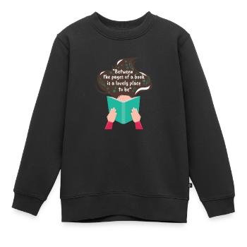 Lire - Sweat Premium enfant bio - noir - Devant - AI Model Kid Female (0cm)