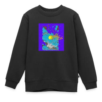 himmel Motiv Lila - Kinder Premium Organic Sweatshirt - Schwarz - Vorne - AI Model Kid Female (0cm)