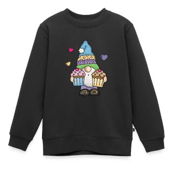 Ich liebe Kuchen Torten Cupcake Bäcker Süsses Gnom - Kinder Premium Organic Sweatshirt - Schwarz - Vorne - AI Model Kid Female (0cm)