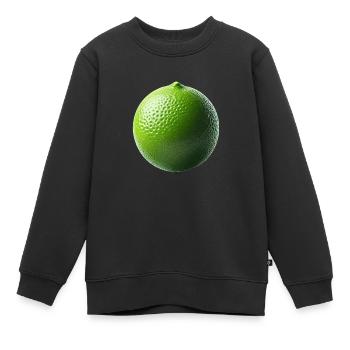 Citron vert frais – nature minimaliste - Sweat Premium enfant bio - noir - Devant - AI Model Kid Female (0cm)