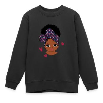 Adorable petite fille - Sweat Premium enfant bio - noir - Devant - AI Model Kid Female (0cm)