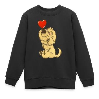 Cockapoo Thor mit einem Herz auf der Nase - Kinder Premium Organic Sweatshirt - Schwarz - Vorne - AI Model Kid Female (0cm)