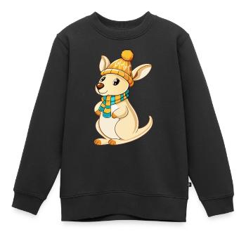 Cute kangaroo with scarf and bobble hat. - Kids Premium Organic Sweatshirt - black - Front - AI Model Kid Female (0cm)