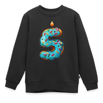 NUMMER 5 KUCHEN SWEET 5. GEBURTSTAG - Kinder Premium Organic Sweatshirt - Schwarz - Vorne - AI Model Kid Female (0cm)