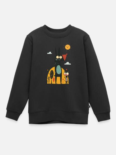 Chien et chat - Sweat Premium enfant bio - noir