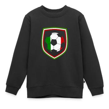 Lederfussball mit italienischer Flagge - Kinder Premium Organic Sweatshirt - Schwarz - Vorne - AI Model Kid Female (0cm)