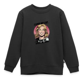I love my Cat I'm Sure He Loves Me Back - Kinder Premium Organic Sweatshirt - Schwarz - Vorne - AI Model Kid Female (0cm)