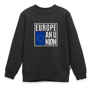 Union européenne - Sweat Premium enfant bio - noir - Devant - AI Model Kid Female (0cm)