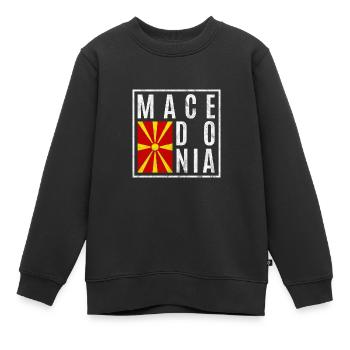 Macédoine - Sweat Premium enfant bio - noir - Devant - AI Model Kid Female (0cm)