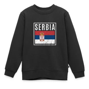 Serbie - Sweat Premium enfant bio - noir - Devant - AI Model Kid Female (0cm)