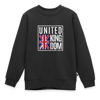 Großbritannien - Kinder Premium Organic Sweatshirt - Schwarz - Vorne - AI Model Kid Female (0cm)