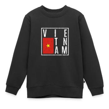 Vietnam - Sweat Premium enfant bio - noir - Devant - AI Model Kid Female (0cm)