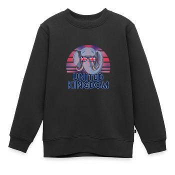 Großbritannien - Kinder Premium Organic Sweatshirt - Schwarz - Vorne - AI Model Kid Female (0cm)