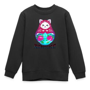 Matroschcat | Miauschka | Katze und Matroschka - Kinder Premium Organic Sweatshirt - Schwarz - Vorne - AI Model Kid Female (0cm)
