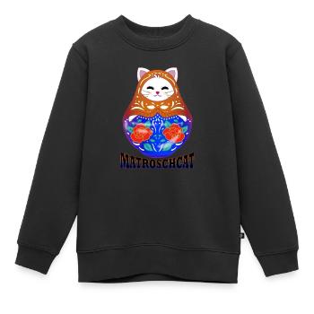 Matroschcat | Miauschka | Katze und Matroschka - Kinder Premium Organic Sweatshirt - Schwarz - Vorne - AI Model Kid Female (0cm)