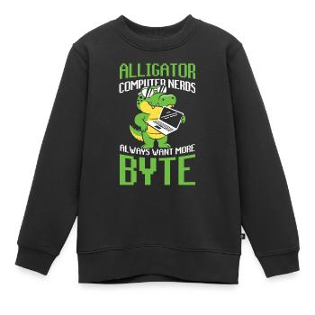 Alligator Computer Nerd Byte für Krokodil Fan - Kinder Premium Organic Sweatshirt - Schwarz - Vorne - AI Model Kid Female (0cm)