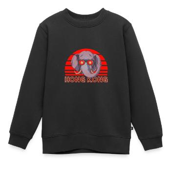 Hong Kong - Sweat Premium enfant bio - noir - Devant - AI Model Kid Female (0cm)