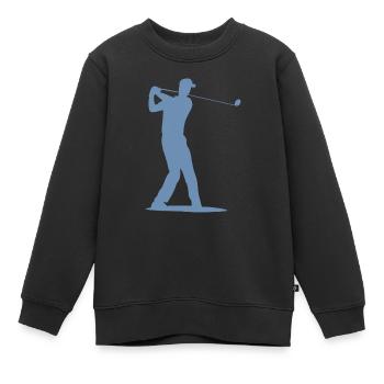 Golfspieler Silhouette - Abschlag Golf - Kinder Premium Organic Sweatshirt - Schwarz - Vorne - AI Model Kid Female (0cm)