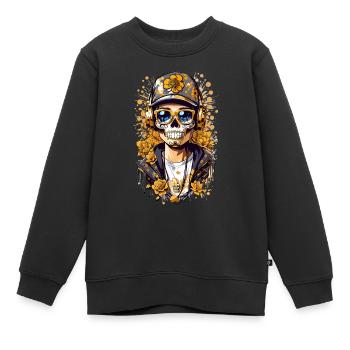 Goldener Zucker Schädel - Kinder Premium Organic Sweatshirt - Schwarz - Vorne - AI Model Kid Female (0cm)