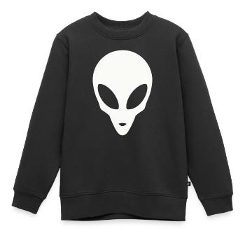 Silhouette d’une tête extraterrestre - Sweat Premium enfant bio - noir - Devant - AI Model Kid Female (0cm)
