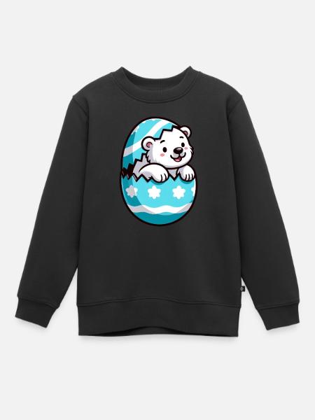 Dessin animé ours polaire oeuf de Pâques éclosion - Sweat Premium enfant bio - noir