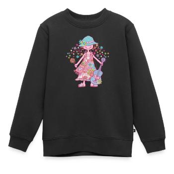 Fille hippie - Sweat Premium enfant bio - noir - Devant - AI Model Kid Female (0cm)