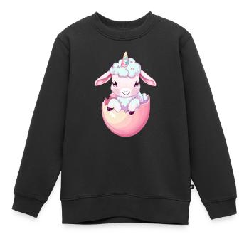 Agneau licorne dans la conception imaginative de mouton à l’œuf - Sweat Premium enfant bio - noir - Devant - AI Model Kid Female (0cm)