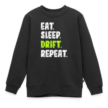 Eat Sleep Drift Wiederholung | Auto-Driften - Kinder Premium Organic Sweatshirt - Schwarz - Vorne - AI Model Kid Female (0cm)