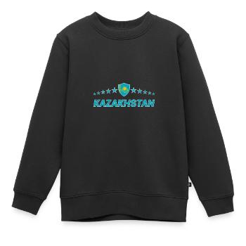 Kazakhstan - Sweat Premium enfant bio - noir - Devant - AI Model Kid Female (0cm)