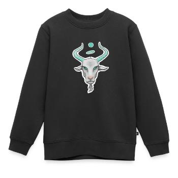 Chèvre - Sweat Premium enfant bio - noir - Devant - AI Model Kid Female (0cm)