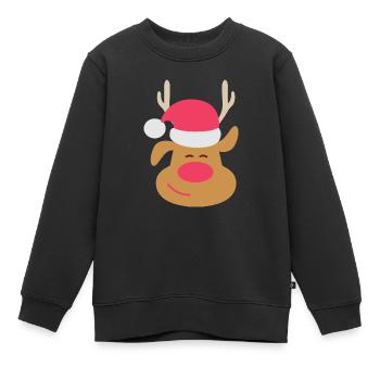 Weihnachten Rudolph das Rentier red nose reindeer - Kinder Premium Organic Sweatshirt - Schwarz - Vorne - AI Model Kid Female (0cm)