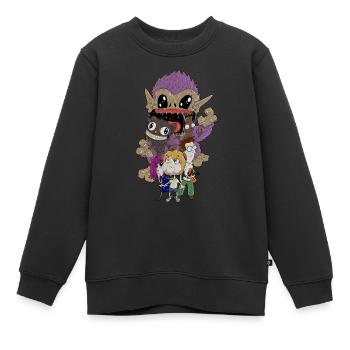 Benjamin Bacon Comic - Kids Premium Organic Sweatshirt - black - Front - AI Model Kid Female (0cm)