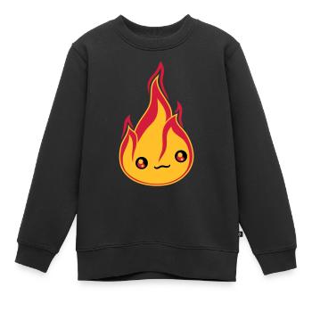 gesicht suess niedlich klein comic cartoon feuer f - Kinder Premium Organic Sweatshirt - Schwarz - Vorne - AI Model Kid Female (0cm)