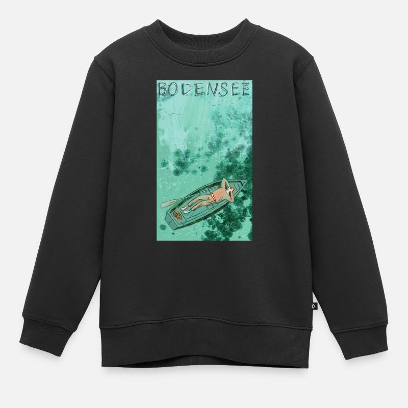 Bodensee Boottraum Illustration - Kinder Premium Organic Sweatshirt - Schwarz